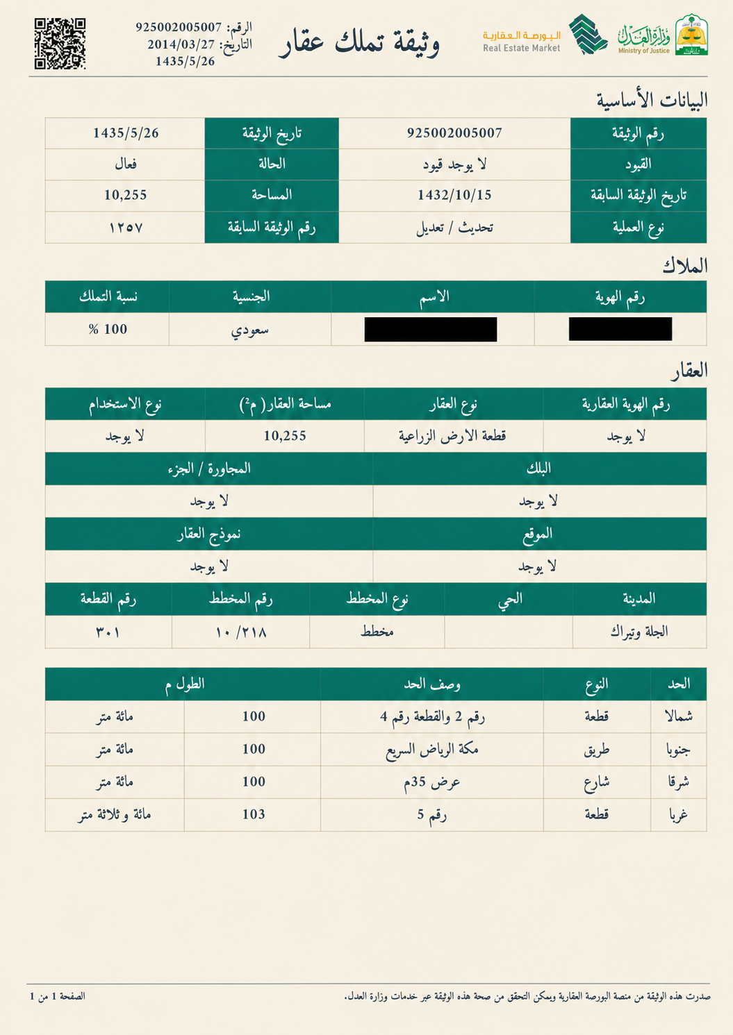 صك الملكية